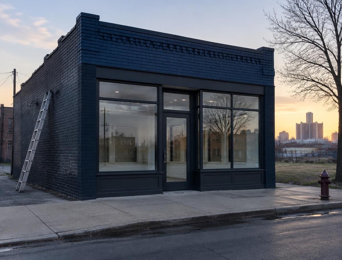 Brick commercial storefront building